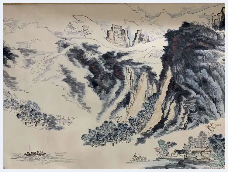 陆俨少丈二巨作《庐山香炉峰》，典型陆家山水 | 国画赏析