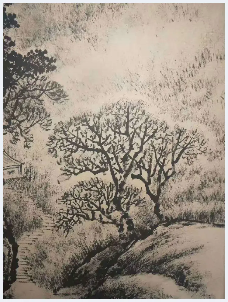 张仃焦墨山水《雪山泉有声》，晚年逸品佳作 | 国画欣赏