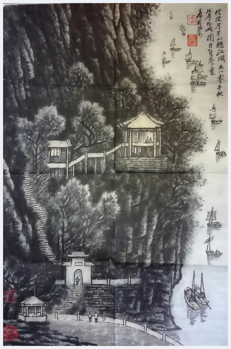 李可染国画《襟江阁》，李家山水代表作 | 国画图片