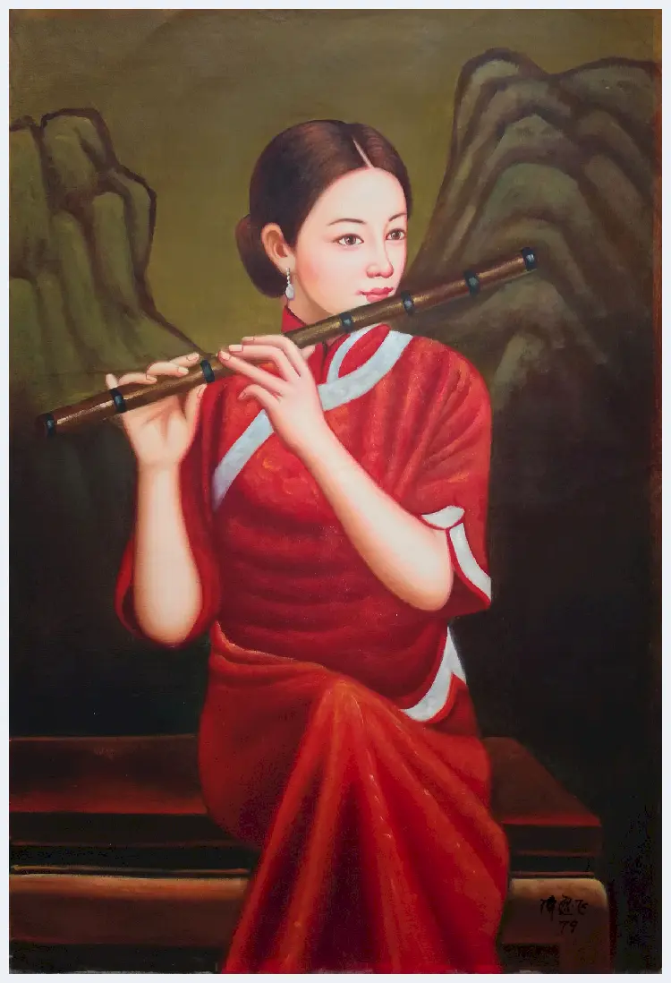 陈逸飞早期作品《吹笛仕女》 | 油画赏析