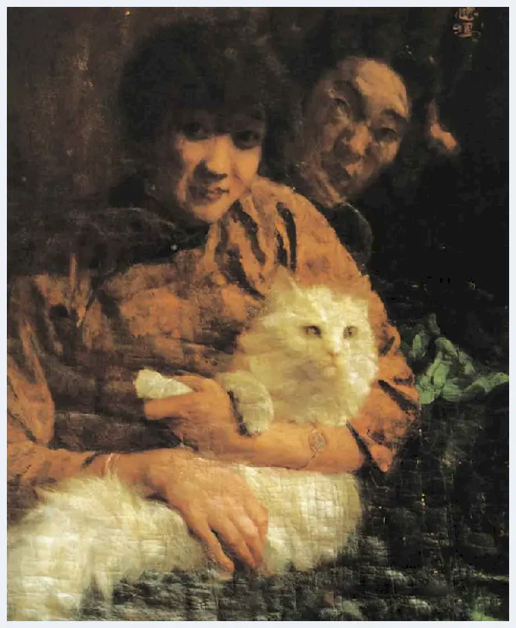 徐悲鸿《抚猫人像》，其前妻蒋碧薇抱猫肖像画 | 书画常识