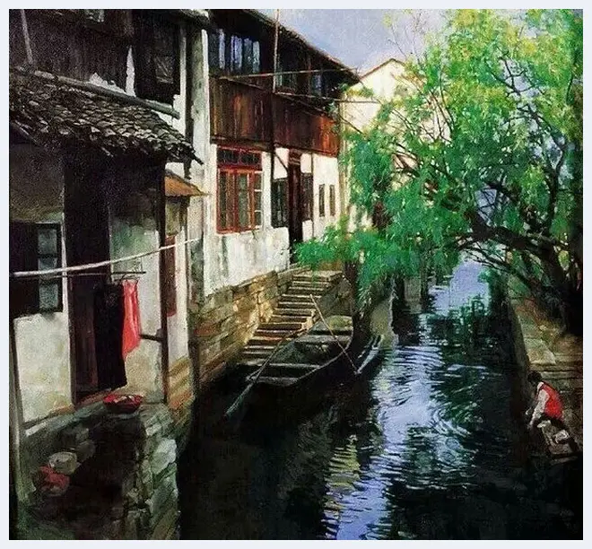 陈逸飞江南水乡系列风景油画欣赏 | 书画常识