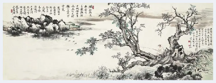 江寒汀山水画《畅园垂钓》欣赏 | 书画文摘