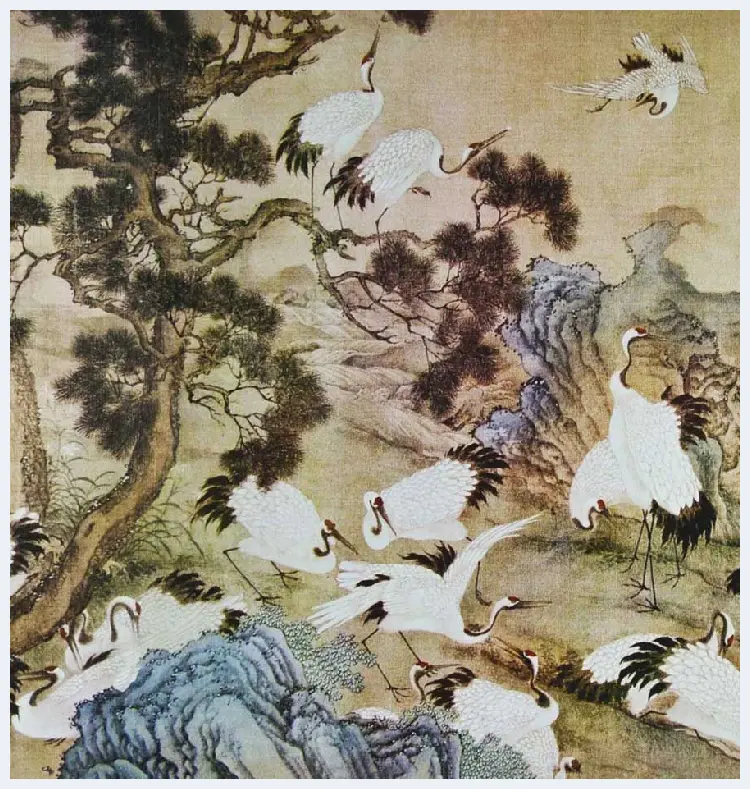 边景昭《百鹤图卷》高清大图欣赏 | 传世国画赏析