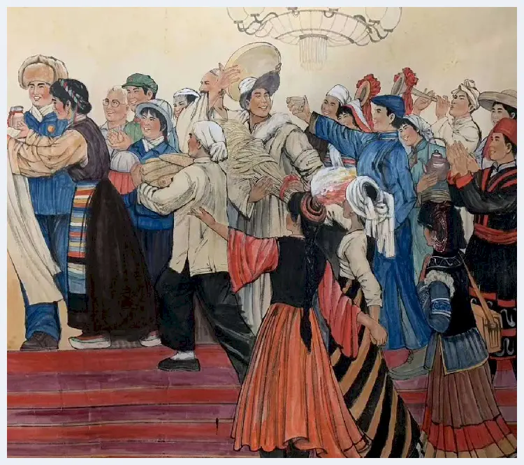 刘文西作品《哈达献给毛主席》，人物群像巨制 | 国画欣赏