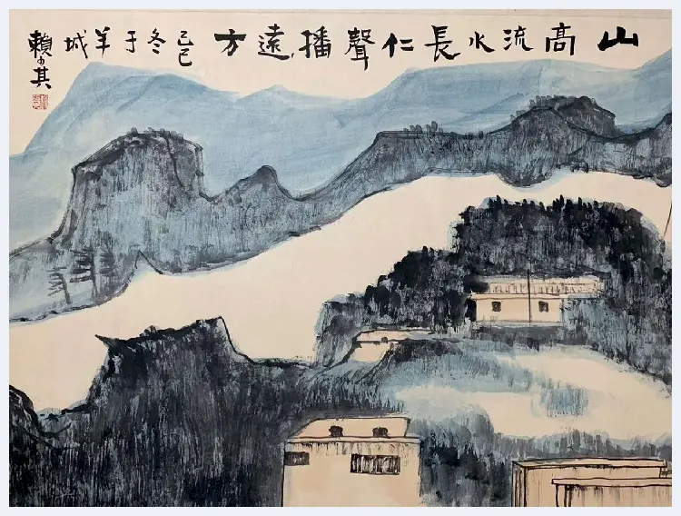 赖少其《山高流水》，丈二巨制 | 国画图片