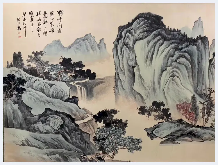 陈少梅丈二巨制《秋色晚霞图》，首度面世 | 国画图片