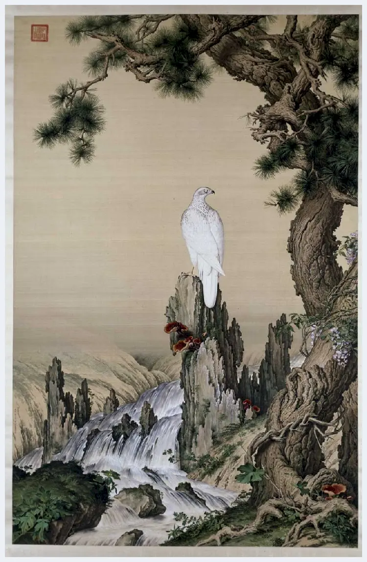 郎世宁嵩献英芝图轴欣赏 | 著名国画鉴赏