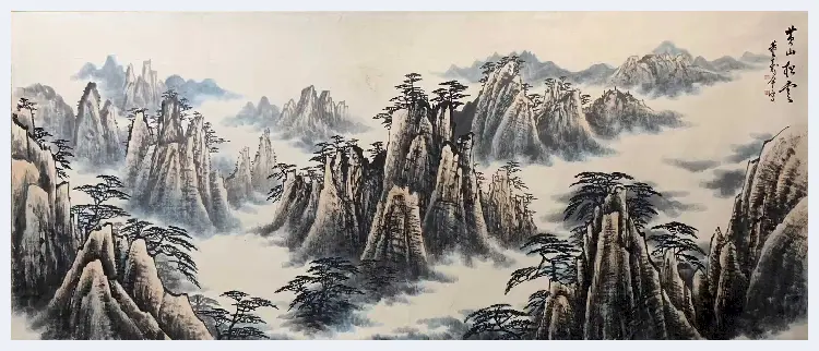 董寿平代表作《黄山松云图》，丈二巨制 | 国画赏析