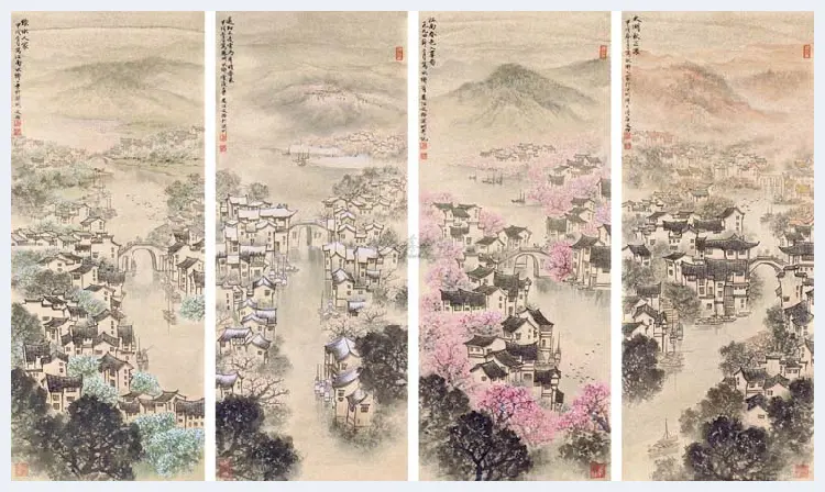 宋文治山水画《春江远帆》，5尺 | 国画鉴赏