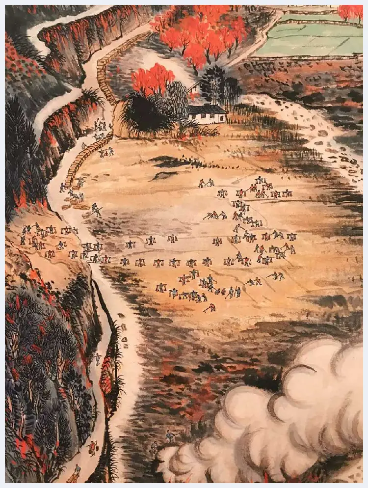 陆俨少作品《学习大寨精神》，极富时代特色 | 国画图片