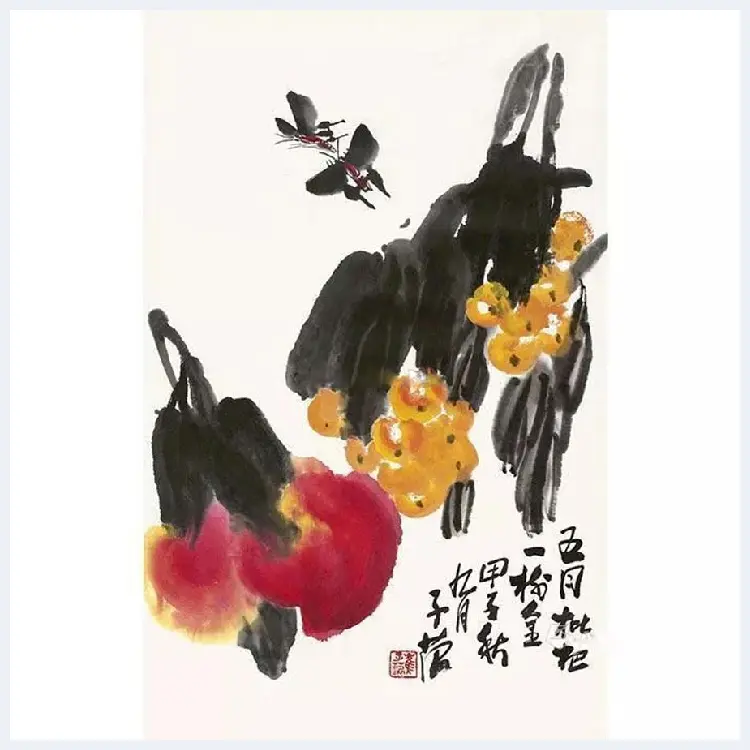 崔子范作品《天竺双鸟图》，充满喜庆之气！ | 国画图片