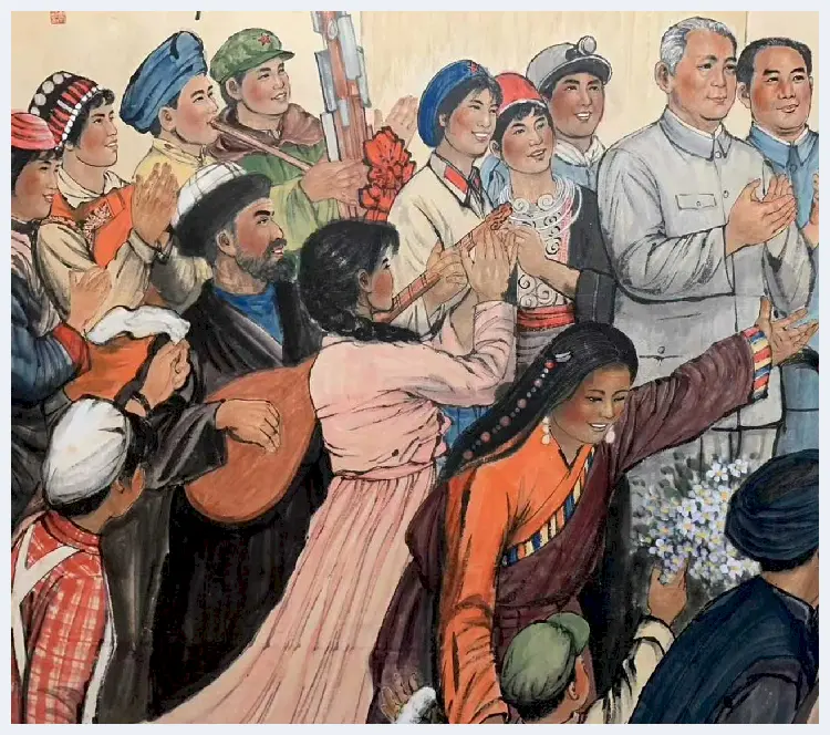 刘文西作品《哈达献给毛主席》，人物群像巨制 | 国画欣赏