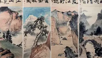 国画欣赏 | 关山月《四季山水》四屏，逸品佳构