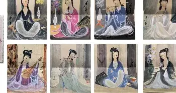 国画图片 | 林风眠册页《八美图》仕女画集大成之作