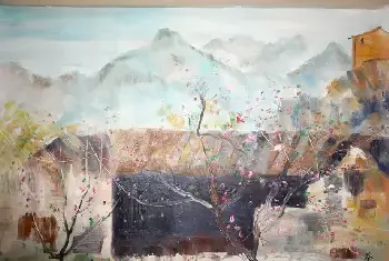 油画鉴赏 | 吴冠中油画作品《桃花季节》