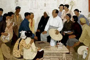 中国油画赏析 | 赵友萍油画作品《听毛主席话》